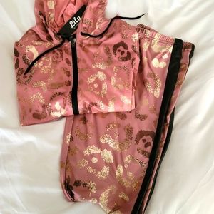 LILY 2PC JOGGER SET, LG, PINK GLIMMER CHEETAH PRINT